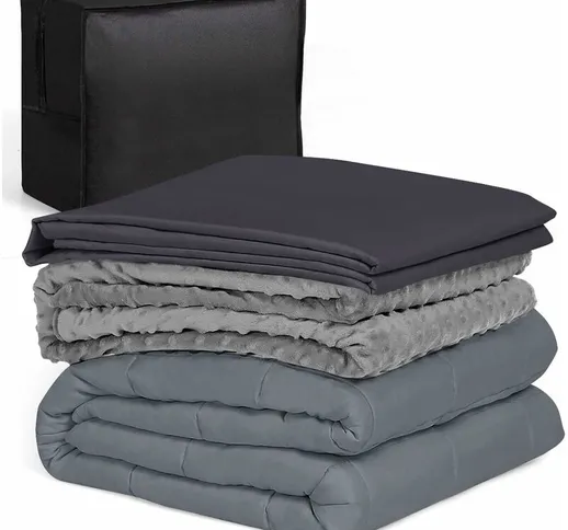 Costway - Coperta Ponderata con 2 Copripiumini e Borsa di Trasporto, Coperta Pesante Solli...