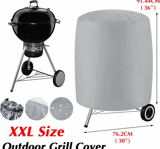 Coperture per fumatori da esterno rotonde impermeabili per barbecue per barbecue (grigio,...