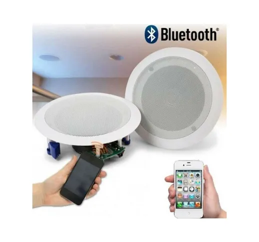 Coppia Casse Acustiche 21Cm Bluetooth Incasso Filodiffusione Negozi Cassa 20W