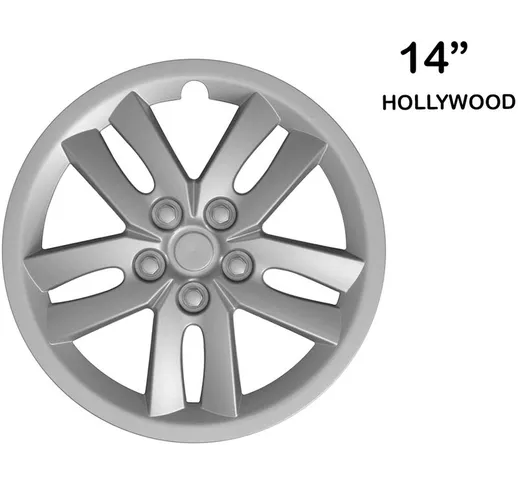 Copricerchio Universale 14 Platto Copri Ruota Auto Pneumatico Silver Hollywood