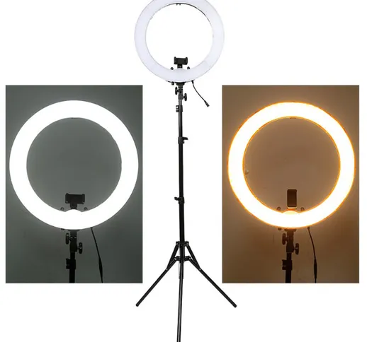 Kit di illuminazione video con luce ad anello regolabile da 14 pollici con supporto regola...