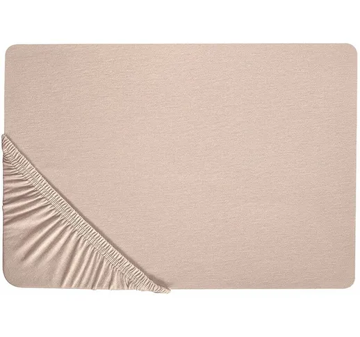 Lenzuolo con angoli cotone beige 180 x 200 cm coprimaterasso elasticizzato Hofuf - Beige