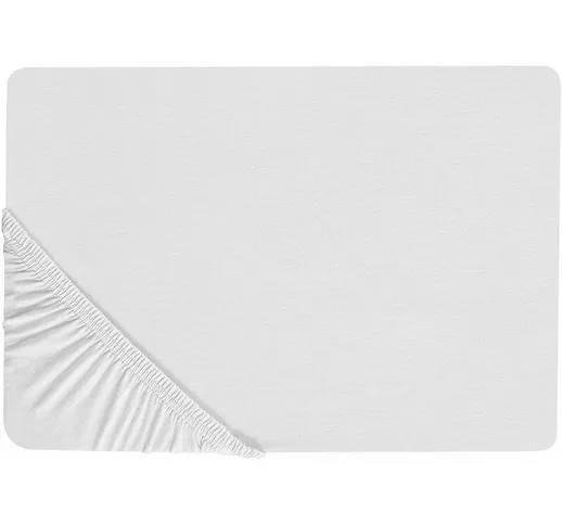 Lenzuolo con angoli cotone bianco 180 x 200 cm coprimaterasso elasticizzato Hofuf - Bianco