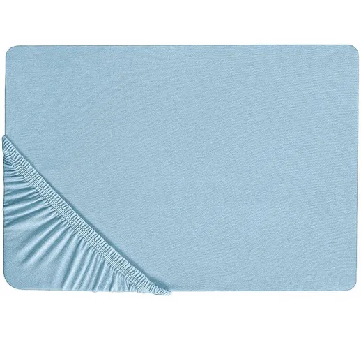 Lenzuolo con angoli cotone azzurro 180 x 200 cm coprimaterasso elasticizzato Hofuf - Blu