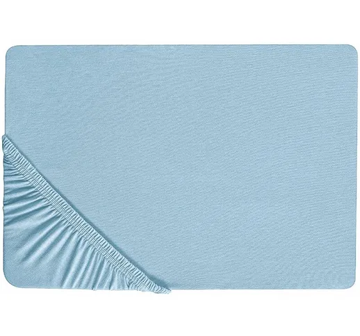 Lenzuolo con angoli cotone azzurro 90 x 200 cm coprimaterasso elasticizzato Hofuf - Blu