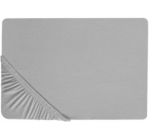 Lenzuolo con angoli cotone grigio chiaro 180 x 200 cm coprimaterasso elasticizzato Hofuf -...