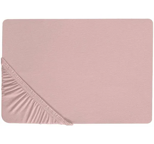 Lenzuolo con angoli cotone rosa 180 x 200 cm coprimaterasso elasticizzato Hofuf - Rosa