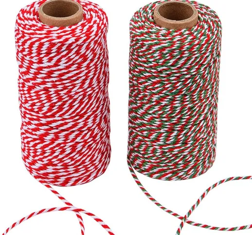 Bearsu - Corda natalizia in cotone spago per confezioni regalo, artigianato artistico, 180...