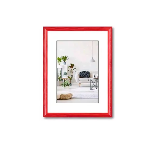 Cornice Foto Portafoto da tavolo da muro COLORS legno di Pino Colore ROSSO 13x18 cm 13x18...