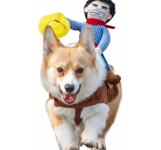 Tumalagia - Costume da cavaliere da cowboy per cani Vestiti da cavaliere con bambola e cap...