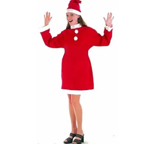 Costume vestito da Babbo Natale per donna giacca e cappello rosso taglia unica