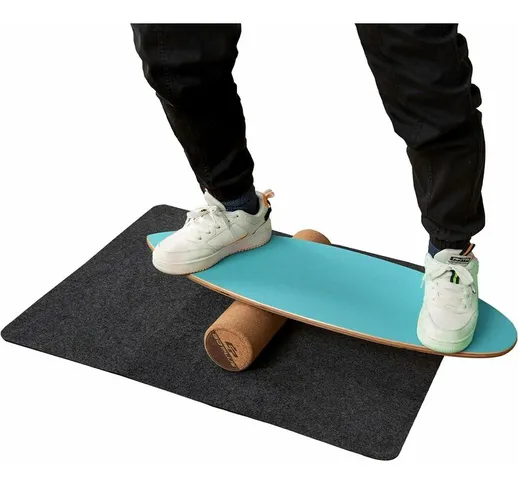 Costway - Balance Board in Legno, Tavola di Equilibrio con Rullo e Tappetino per Allenamen...