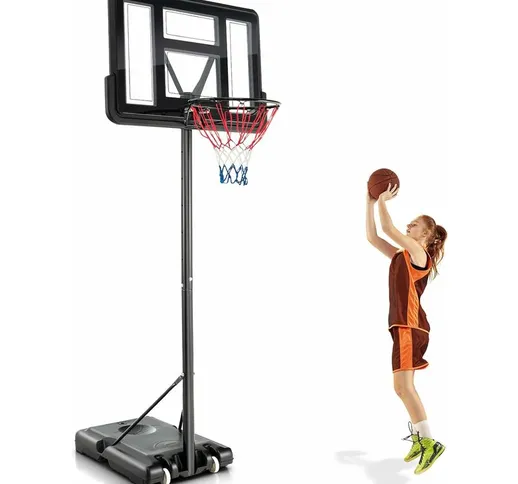 Costway - Canestro da Basket Regolabile in Altezza 130-305 cm, Resistente alle Intemperie...