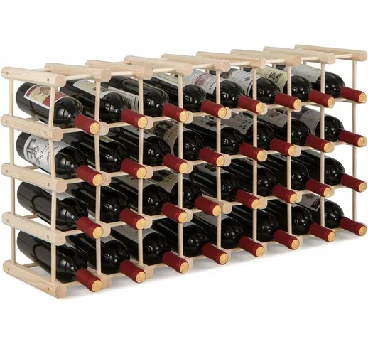  Portabottiglie per Vino in Legno, Scaffale per Vino 36 Bottiglie con Struttura Stabile in...
