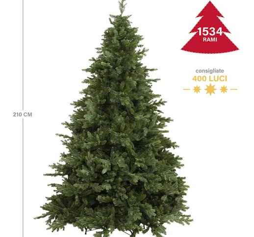 Albero di natale abete folto verde in pvc con struttura ad incastro e base in metallo Cour...