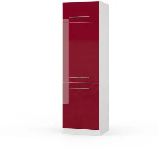 Credenza di alloggiamento frigorifero "Fame-Line" 60cm Bordeaux Lucido/Bianco 