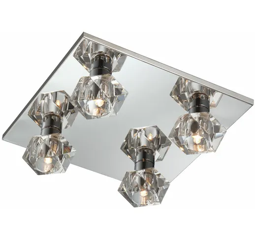 Esto - Plafoniera in vetro cristallo lampada da soggiorno plafoniera ice cube Cromo dl 300...