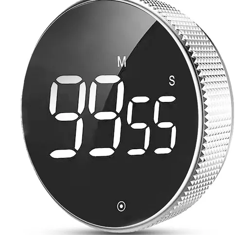 Qersta - Cronometro rotante digitale a led rotondo 99 minuti 59 secondi per lo studio dell...