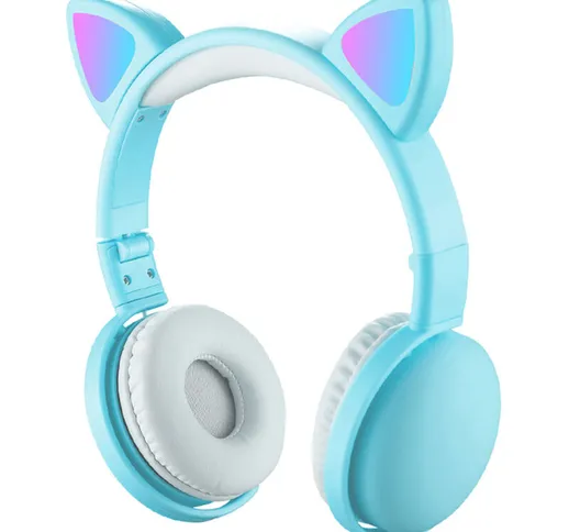 Asupermall - Auricolare Bluetooth Bluetooth dimmerabile con orecchio di gatto, Bluetooth 5...