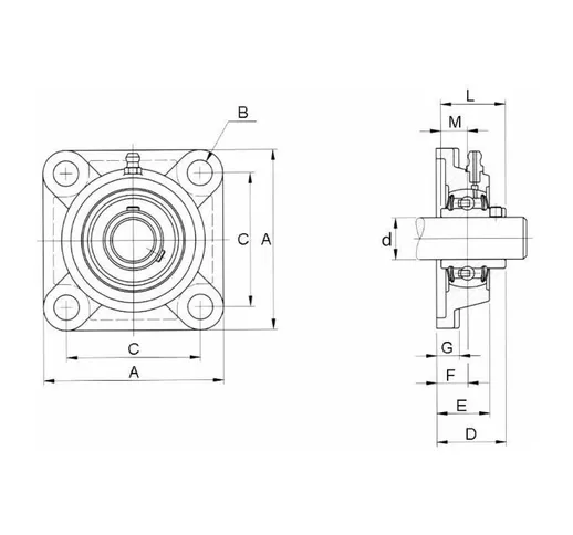 Cuscinetto completo UCF208 130X130 per albero ø 40