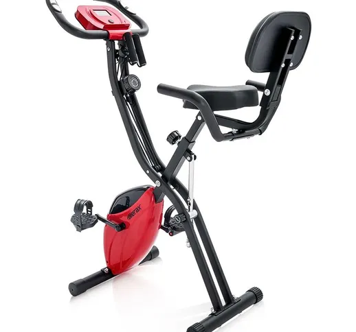 Merax - Cyclette Pieghevole Fitness 3 in 1 con elastici e sensori di pulsazioni manuali, b...