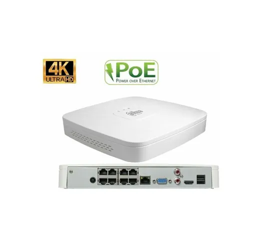 Dahua NVR IP 8 Canali 4K 8MP 8 Porte PoE 80Mbps - NVR2108-8P-4KS2