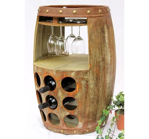 Scaffale-Vino Botte 1681 Bar Supporto-Bottiglie 69 cm Scaffale per 18 Bottiglie Botte Legn...