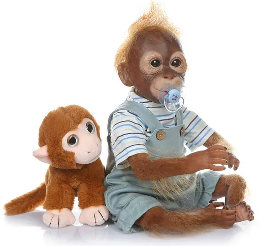 Decdeal 21 pollici realistica Baby Monkey Doll Realistica Reborn Baby Monkey Handmade dett...