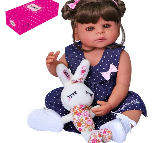 22 pollici 55 cm Reborn Baby Doll Silicone Corpo pieno Realistico Bambole da bagno carine...