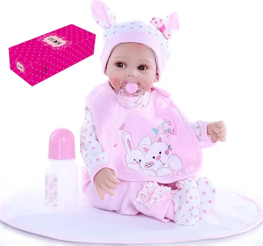 Reborn Baby Doll 21 pollici Dolce Viso Realistico Silicone Vinile Bambole Per Bambini Rega...