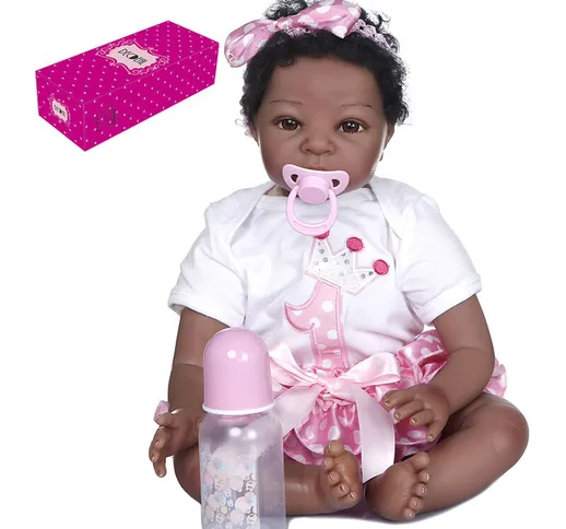 Reborn Baby Doll 22 pollici 55 cm Realistico Soft Touch Bambole in silicone Corpo in stoff...