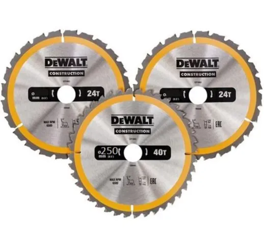  - Set di lama per sega circolare di costruzione ø 250 3 pc. DT1963.