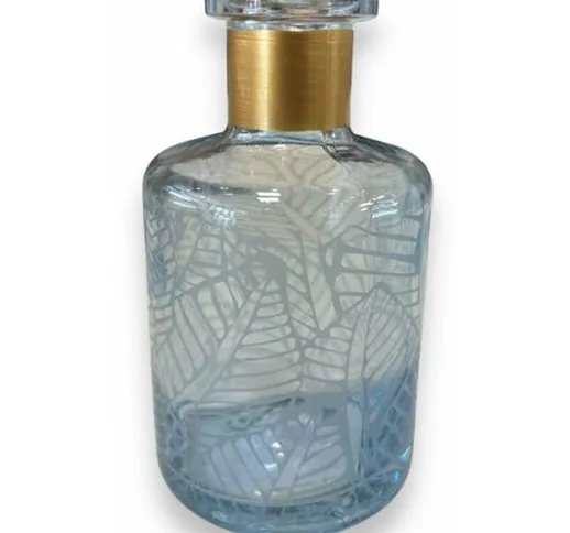 Diffusore per essenza bottiglia decorata, vaso portafiori 180 cl h 12 cm -Celeste