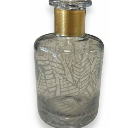 Diffusore per essenza bottiglia decorata, vaso portafiori 180 cl h 12 cm -Grigio