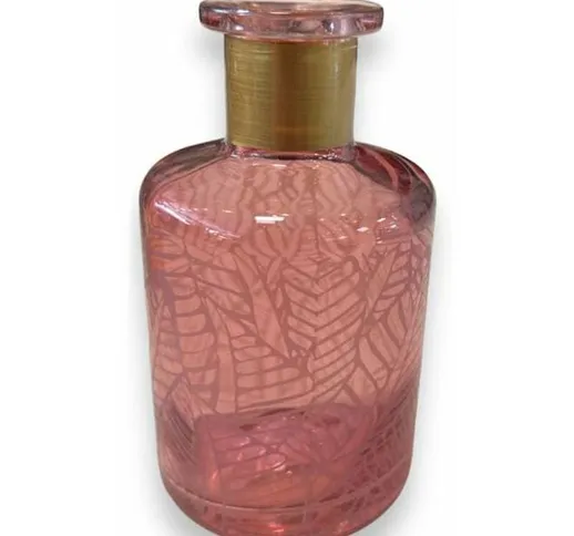 Diffusore per essenza bottiglia decorata, vaso portafiori 180 cl h 12 cm -Rosa