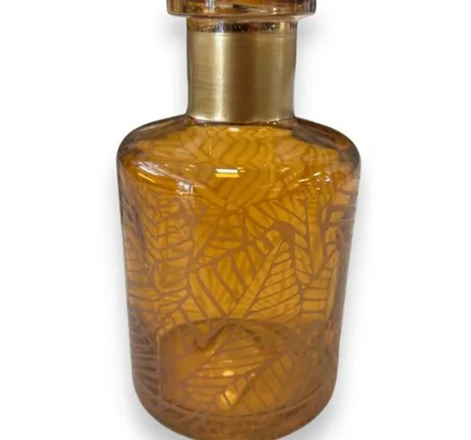Diffusore per essenza bottiglia decorata, vaso portafiori 180 cl h 12 cm -Arancione