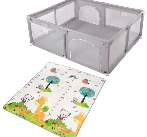 Dimensioni box per bambini 1,51,8 m con tappetino 2 anelli appesi + tappetino con motivo a...