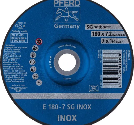  62217632 Sg Inox Disco di sgrossatura con centro depresso 180 mm 22.23 mm 10 pz.