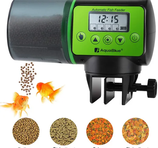 Dispenser automatico di cibo per pesci a prova d'umidità Alimentatore automatico a batteri...