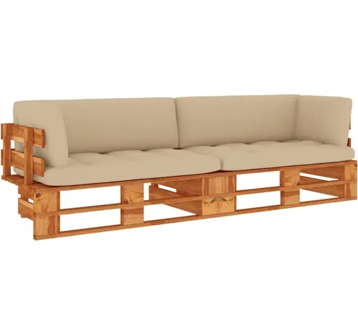 Divano 2 Posti a Pallet - Divani da Giardino Sofa e Cuscini Pino Impregnato Marrone Miele...