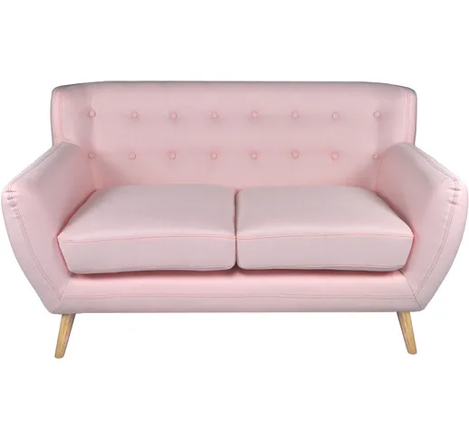 Divano 2 posti in tessuto rosa dallo stile scandinavo mod. Emily