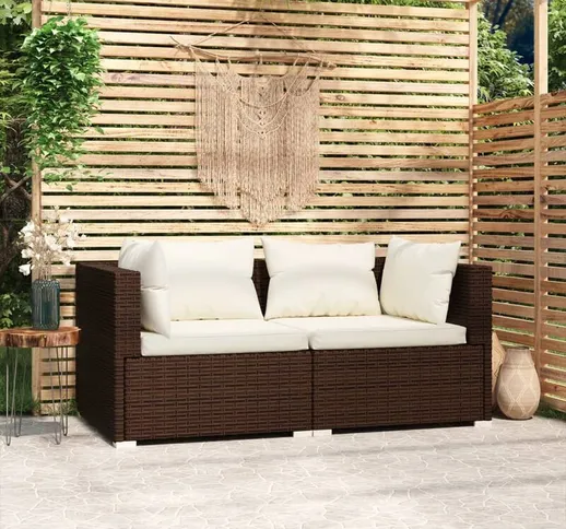 Maisonchic - Divano a 2 Posti Divano fisso Sofa da soggiorno con Cuscini in Polyrattan Mar...