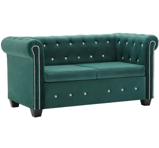 Divano Chesterfield a 2 Posti Divano fisso Sofa da soggiorno in Velluto 146x75x72 cm Verde...