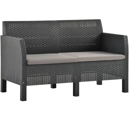 Maisonchic - Divano da Giardino 2 Posti Divano da Esterno con Cuscini in Rattan pp Antraci...