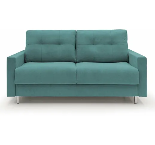 Divano letto 2 posti FLUFFY made in italy 168 cm (mat. 120x197) verde_acqua - verde acqua