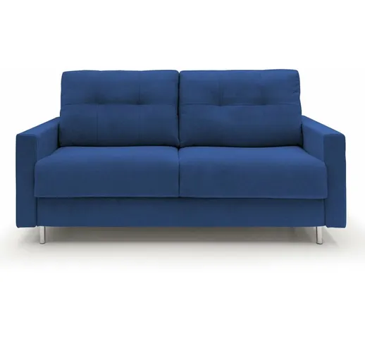 Divani.store - Divano letto 2 posti FLUFFY made in italy 168 cm (mat. 120x197) blu - blu