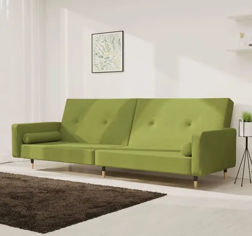 Divano Letto a 2 Posti - Divano relax Sofa con 2 Cuscini Verde Chiaro in Velluto BV261878...