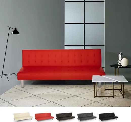 Divano letto clic clac 2 posti in similpelle reclinabile design moderno Elly | Colore: Ros...