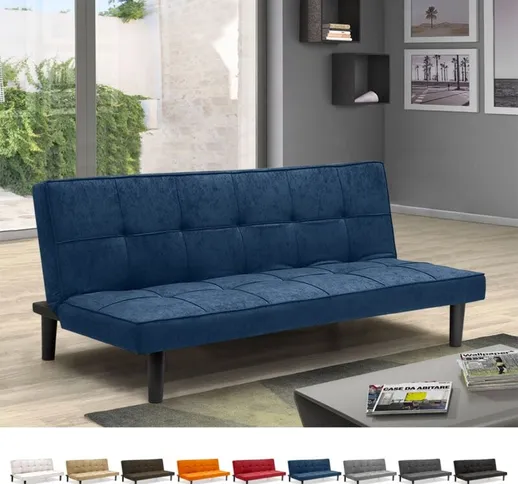 Divano Letto Design in tessuto 2 Posti per casa e ufficio Giada | Colore: Blu