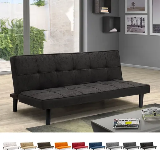 Divano Letto Design in tessuto 2 Posti per casa e ufficio Giada | Colore: Nero